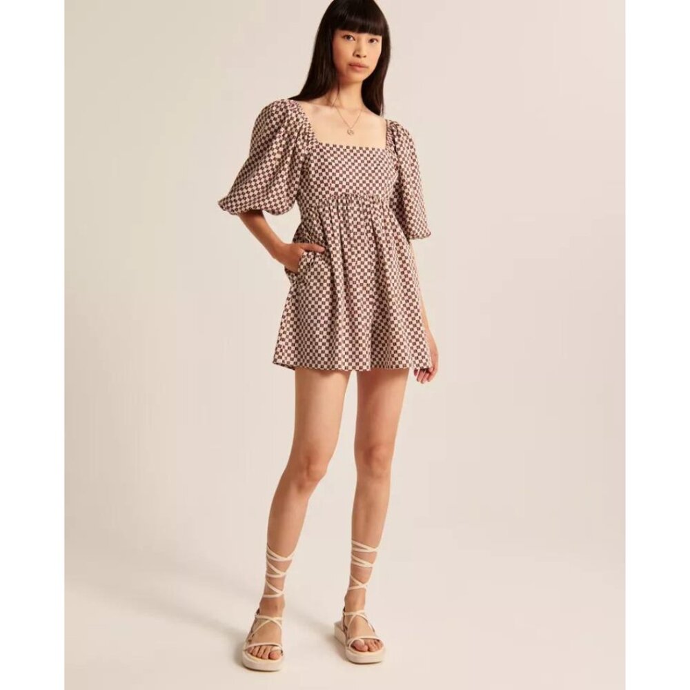 Abercrombie & Fitch Red and White Checkered Romper